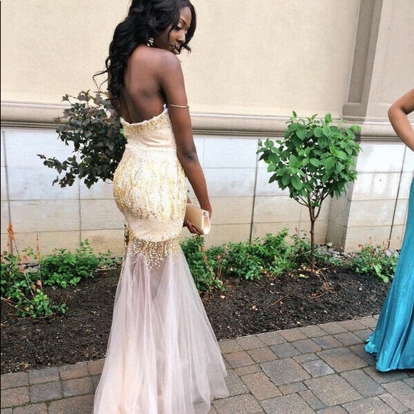Strapless Gold Terani Couture Dress size 2